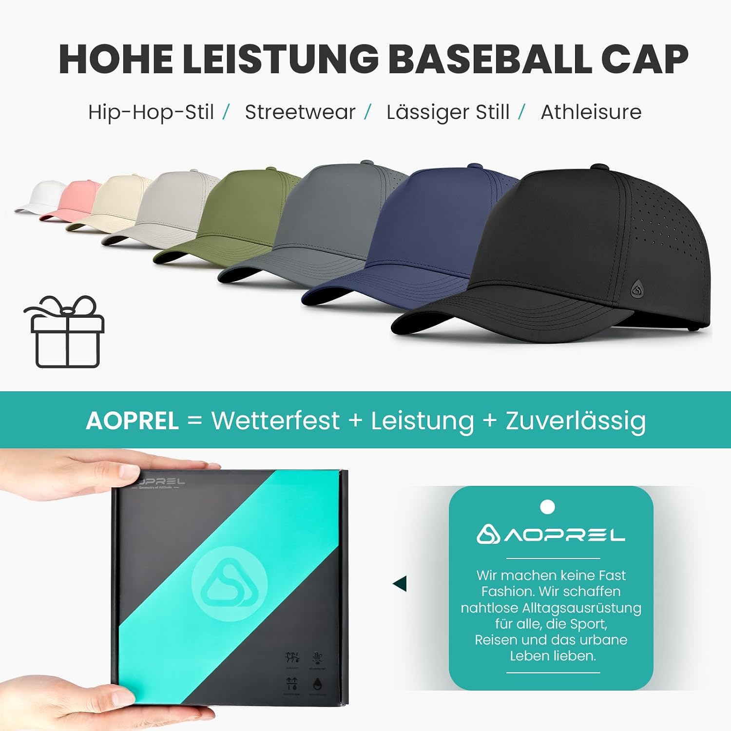 Detalle de AOPREL Baseball Cap: Wasserabweisend, atmungsaktiv und schnelltrocknend – Unisex