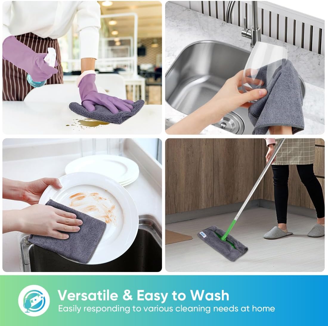 Thumbnail 4 de HOMEXCEL Grey Microfiber Cleaning Cloth (12 Pack) — Lint-Free, Scratch-Free Towels for Car Care & Home Cleaning