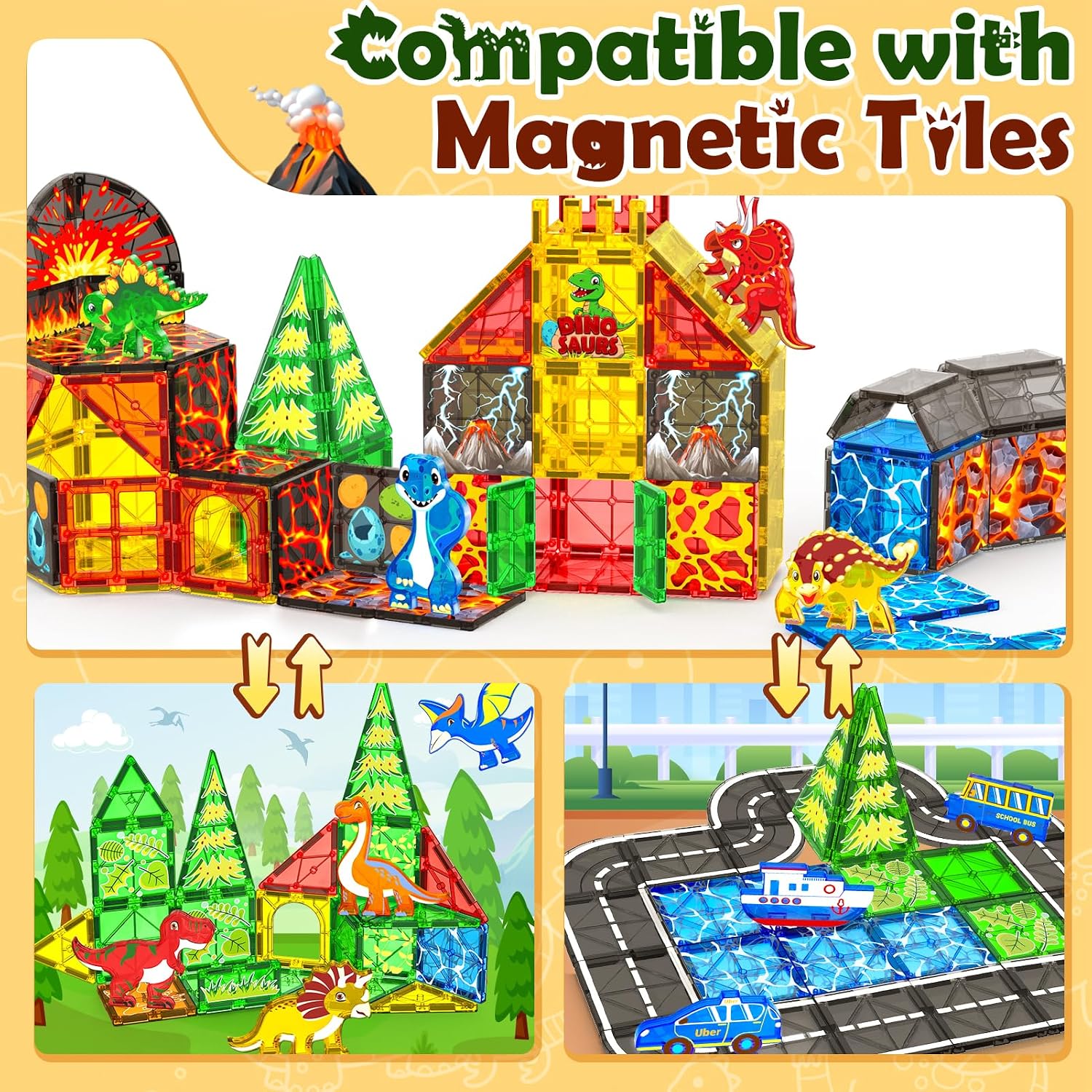 Thumbnail 3 de DINO-LAVA World Magnetic Tiles 48PCS