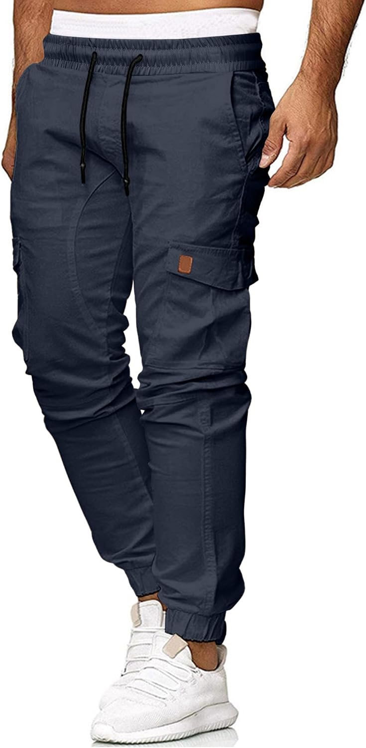 Detalle de CTU Men's Cargo Joggers, Slim Fit with Elasticated Waist and Drawstring