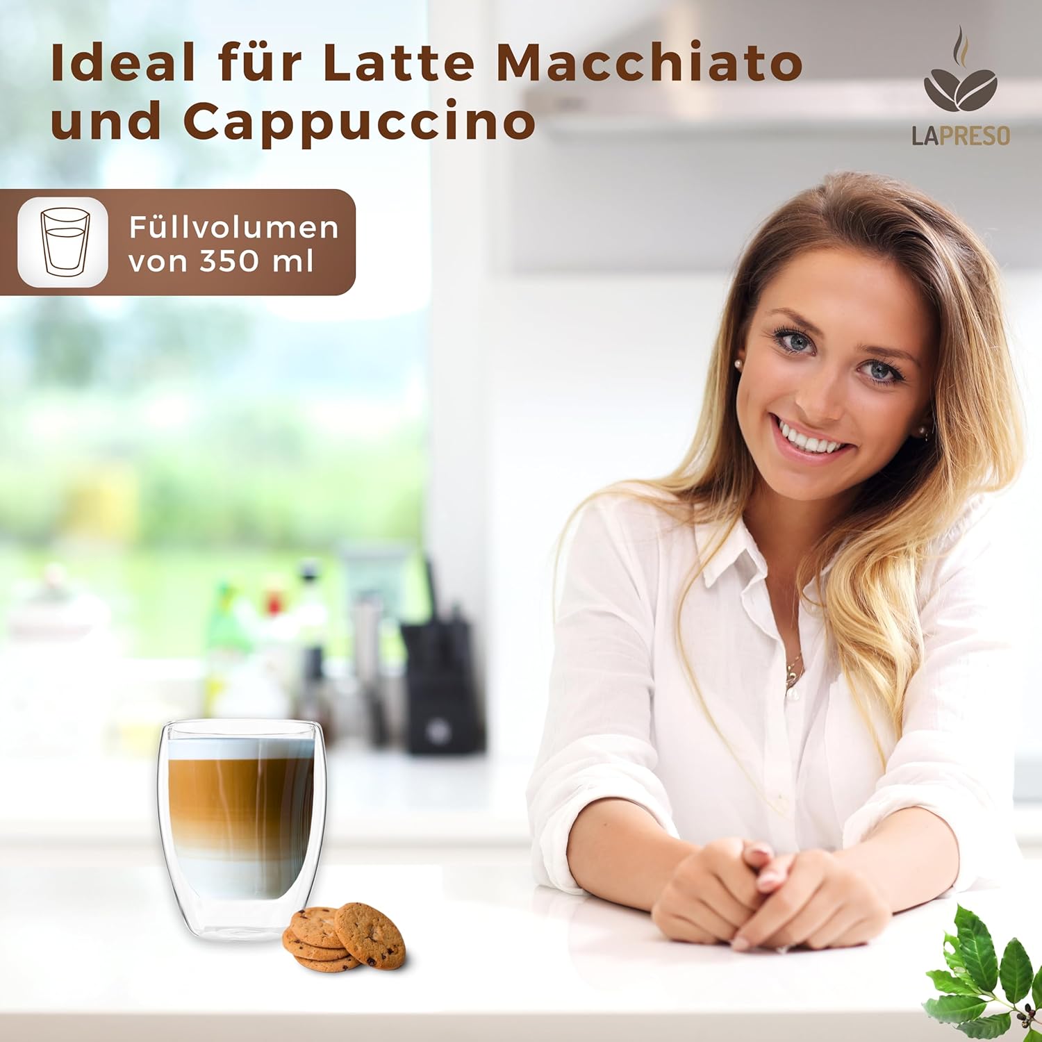 Thumbnail 1 de LAPRESO® Latte Macchiato Gläser doppelwandig (6er-Set, 350 ml) aus Borosilikatglas – Thermo-Cup Design