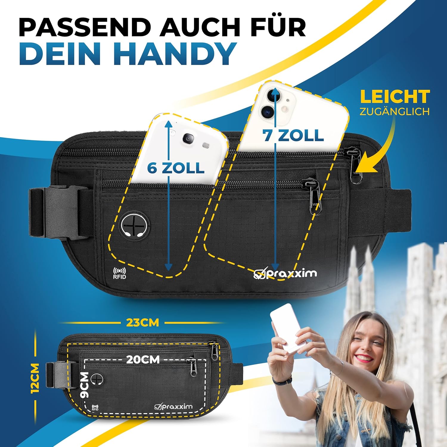Thumbnail 1 de praxxim Die Bauchtasche zum Reisen RFID-geschützt 👜