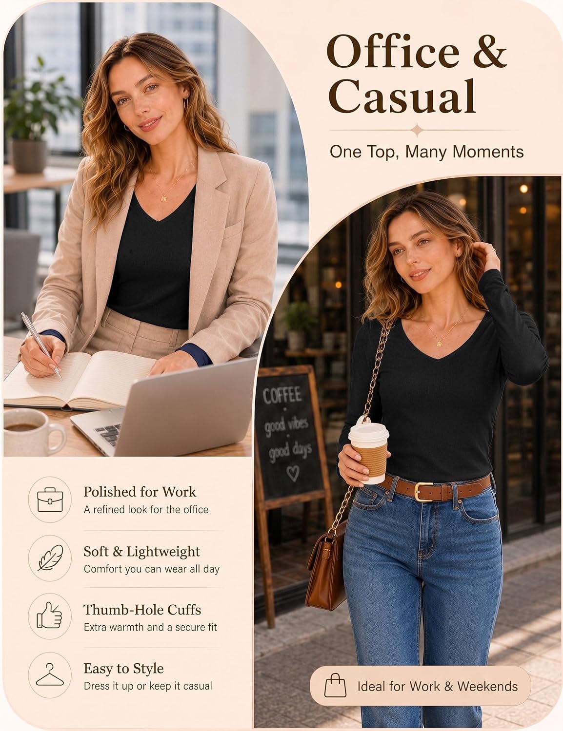Detalle de Wayleb Maglia Termica Donna con Pile Interno: comfort, stile e versatilità per l'inverno