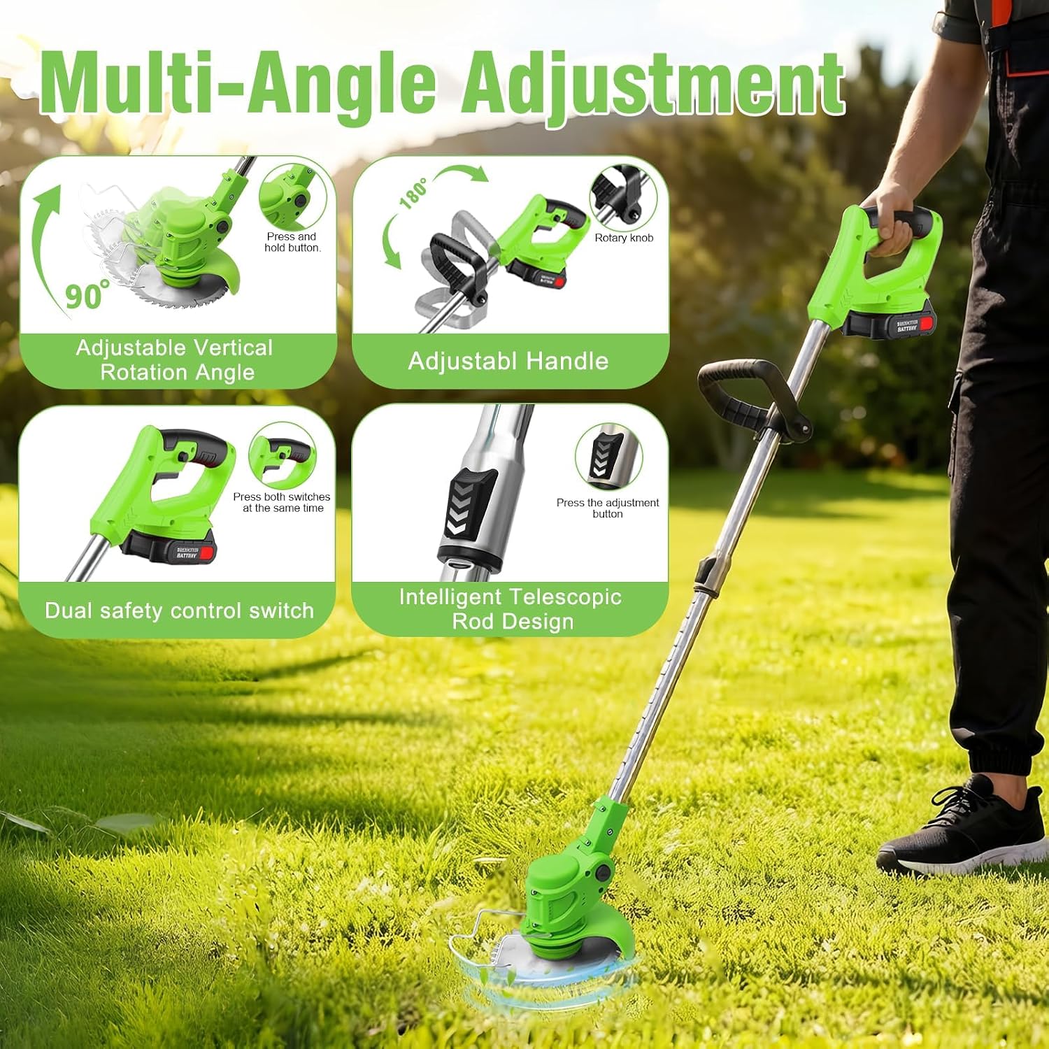Detalle 2 de RAXONE Cordless Weed Trimmer, 2000mAh