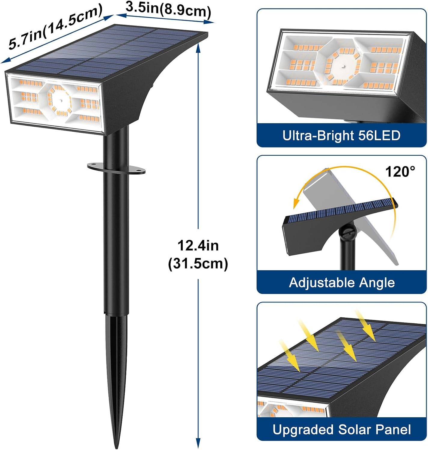Thumbnail 1 de WENATY 4 Pack Solar Spot Lights for Outdoor Gardens