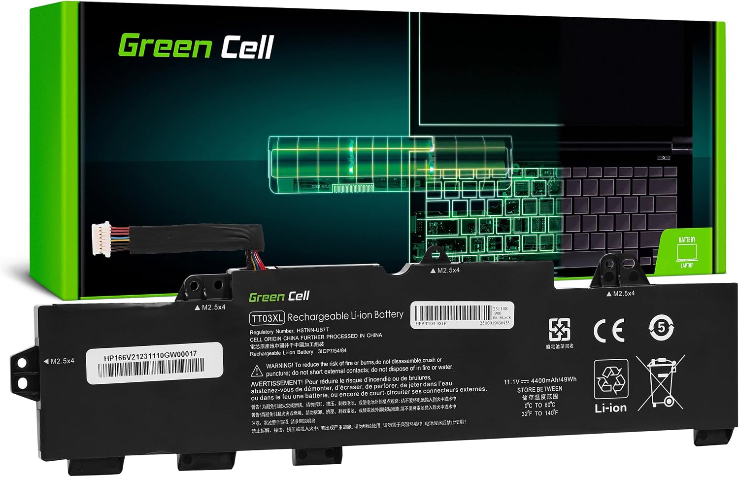 Batteria Green Cell 932824-1C1 / 932824-2C1 / 932824-421 / 933322-855 per HP EliteBook/ZBook – 4400mAh 10.8V