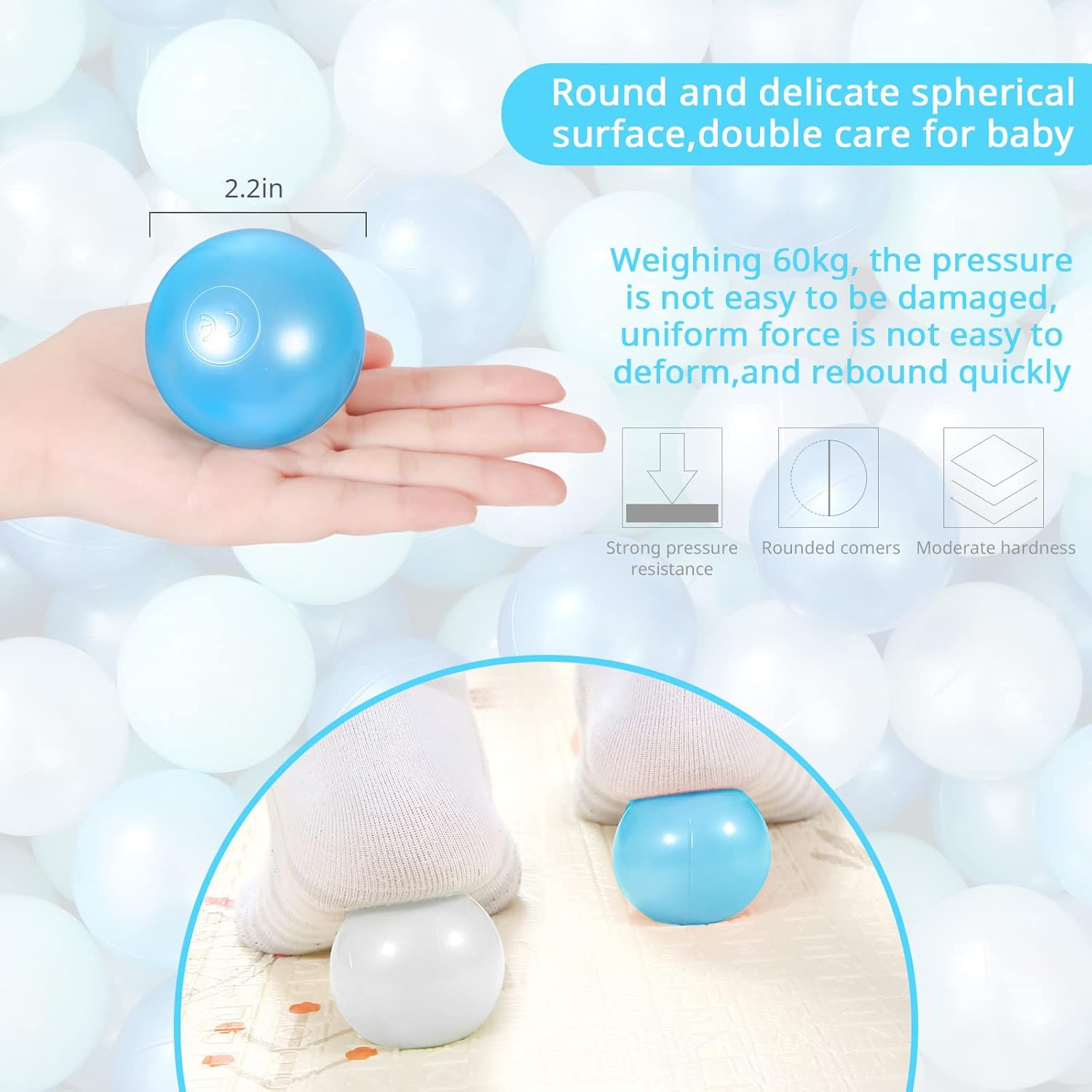 Thumbnail 5 de STARBOLO Ball Pit Balls for Toddlers – 200 PCS, BPA & Phthalate Free, 2.2-Inch Crush-Proof Soft Plastic Balls