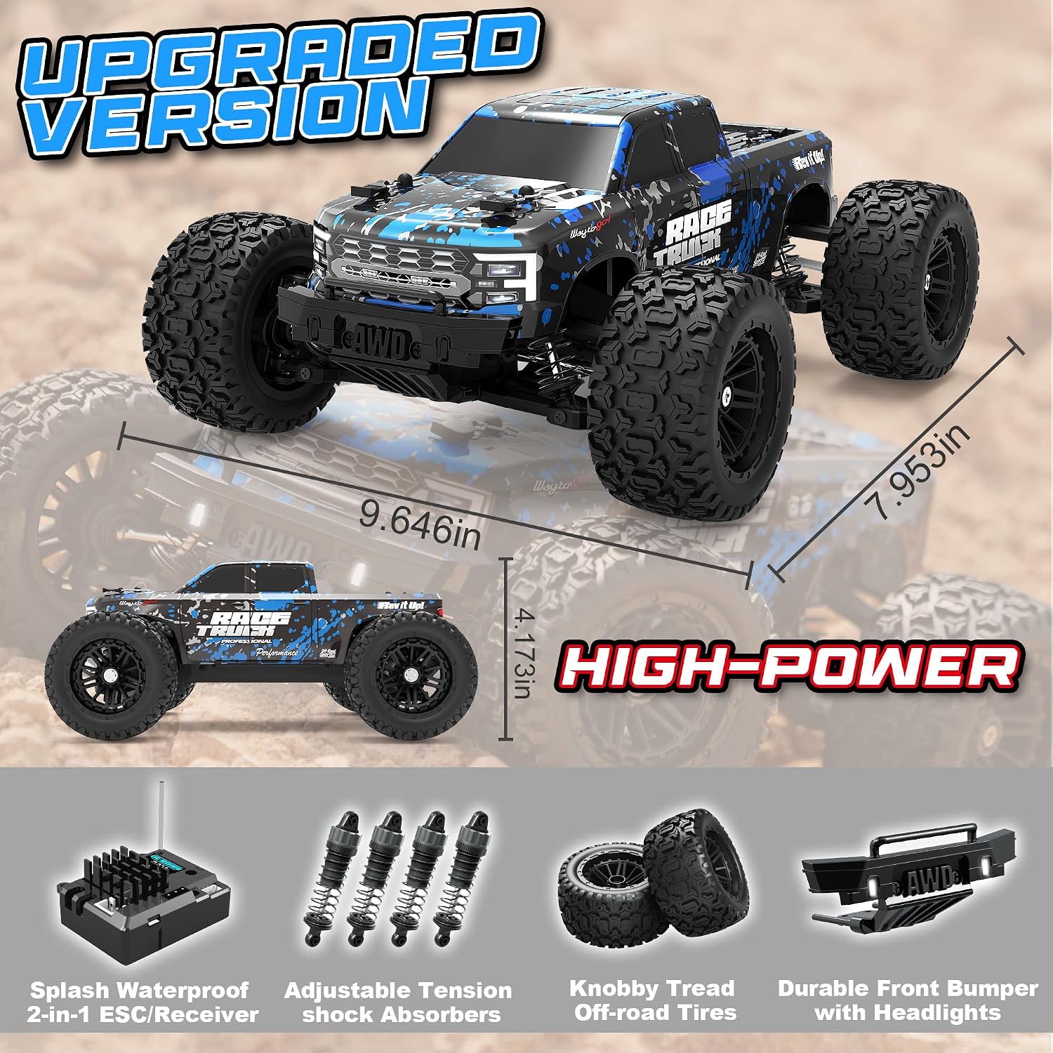 Detalle de HAIBOXING 18859E Ferngesteuertes Auto 1:18 – All-Terrain 4WD, 36 km/h