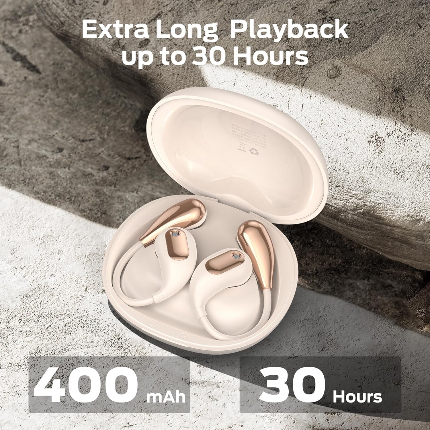 Detalle de Oraolo Open Ear Headphones (Open Ear Wireless Earbuds) with Bluetooth 5.4, Ear Hooks, IPX5, up to 30H – Golden