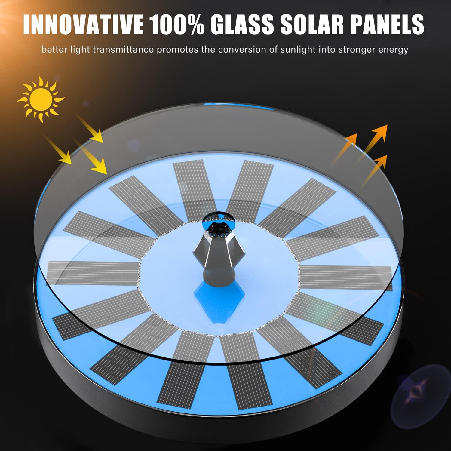 Thumbnail 1 de Springbrunnen Solar für Außen Klein, SZMP Solar Teichpumpe mit 7 Düsen & 4 Fixe Rohre