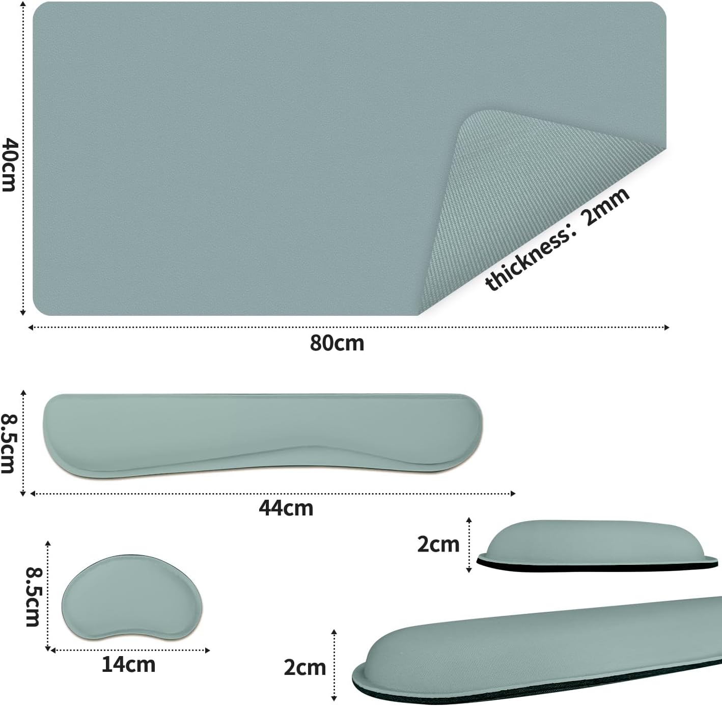 Detalle 2 de Meetcolor 3-in-1 Desk Mat Set, 31.5" x 15.7" Waterproof Pad with Wrist Rests