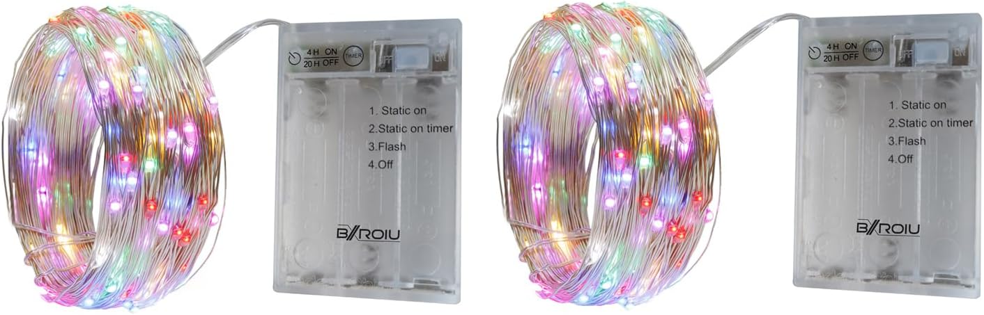 Thumbnail 2 de BXROIU 4 x 50er Mikro-LED Lichterkette Batterie betrieben | Silberdraht, 5 m, 4 Stück – vielseitige Dekoration für Innenräume