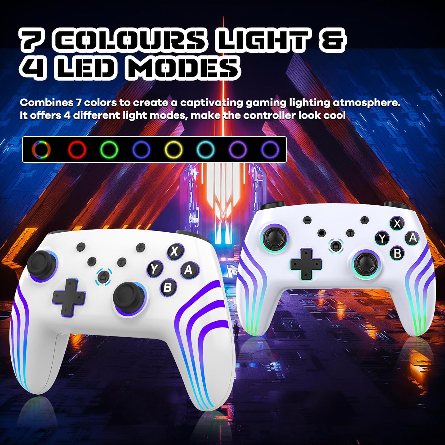 Thumbnail 3 de MYSTILUCK Wireless Pro Controller for Switch / Switch 2 / Lite / OLED / PC (White) with Hall Effect & RGB Lighting