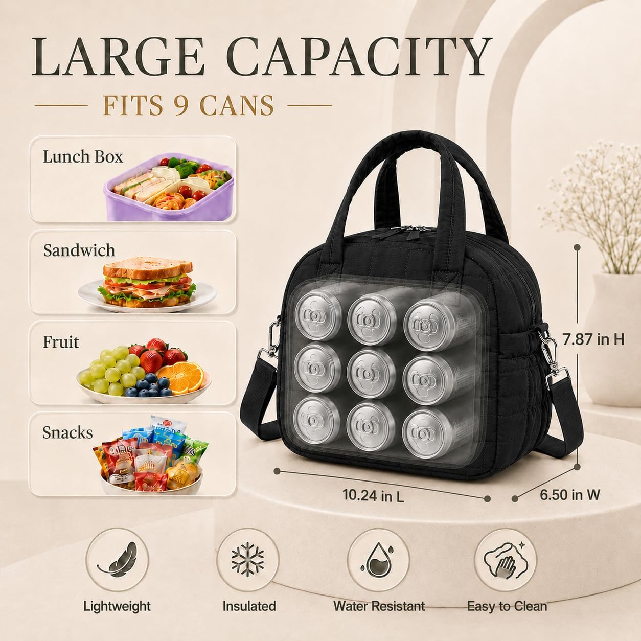 Thumbnail 6 de LEDAOU Quilted Insulated Lunch Bag for Women, 9L: Lightweight, Stylish, and Ready for Work, School, or Travel