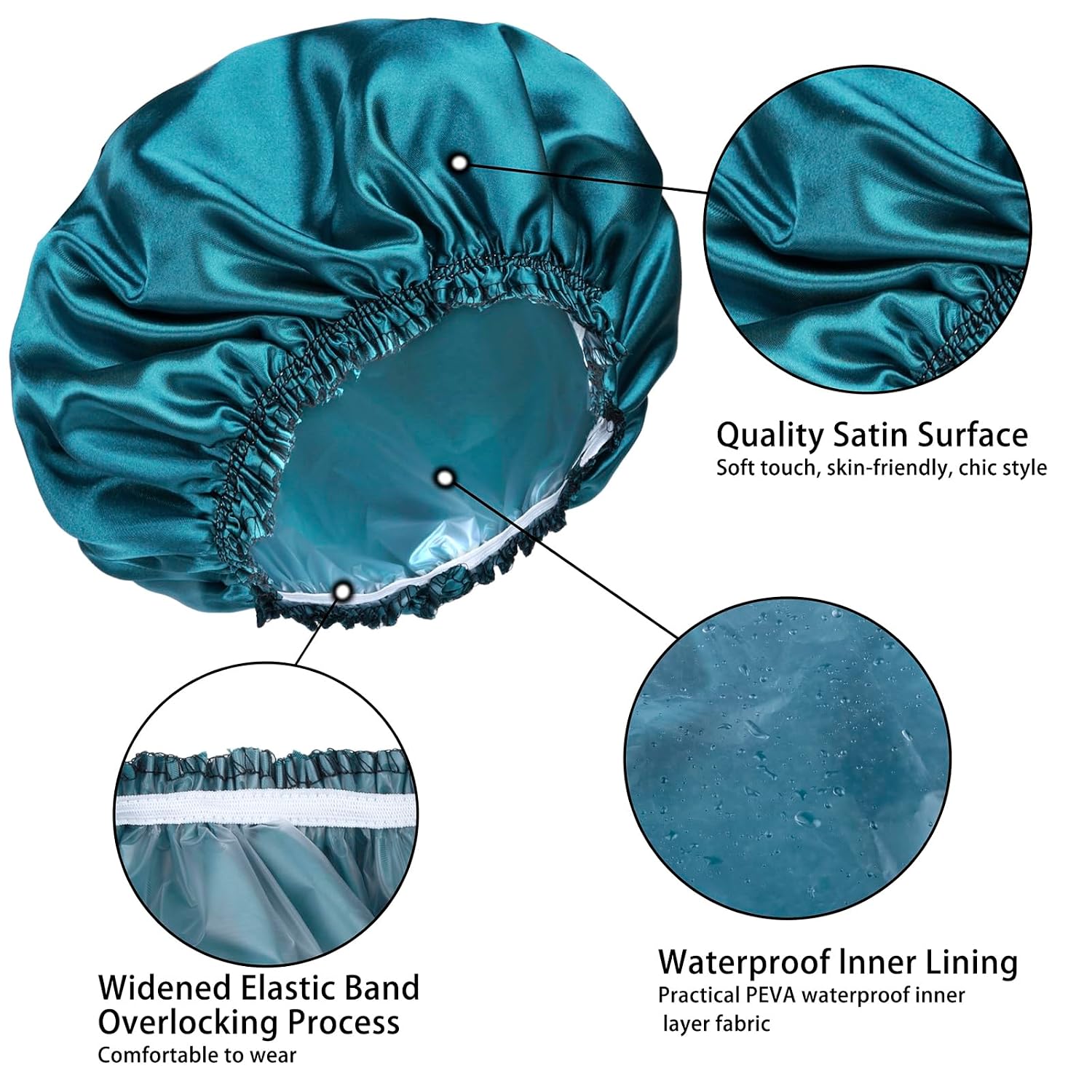 Detalle de Shower Caps for Women 4-Pack reusable bath caps