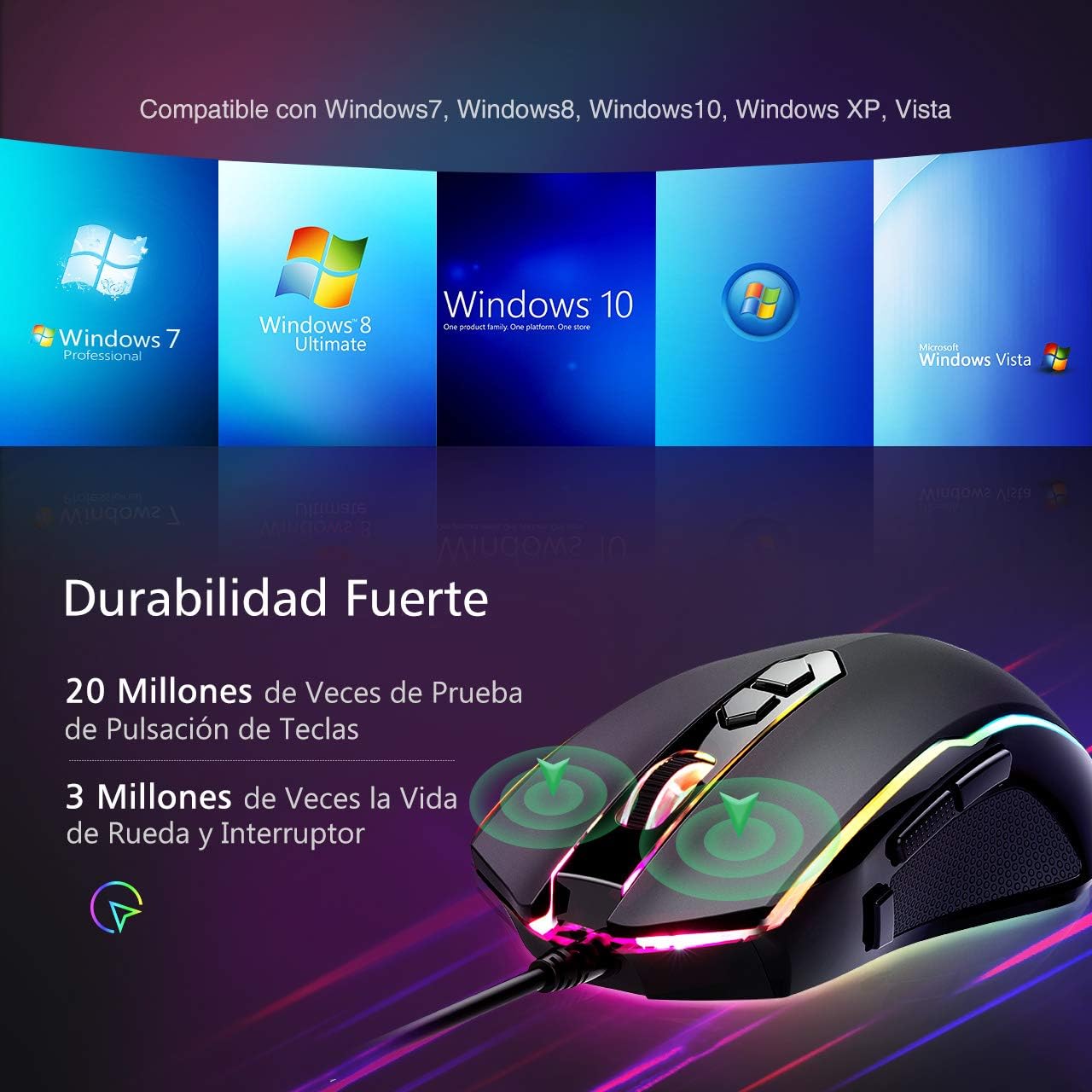 Thumbnail 5 de VIVIJO Ratón Gaming con cable 7200 DPI
