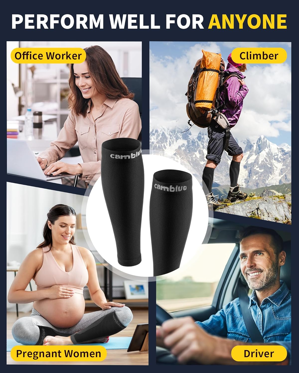 Thumbnail 6 de Cambivo Calf Compression Sleeves 2 Pairs