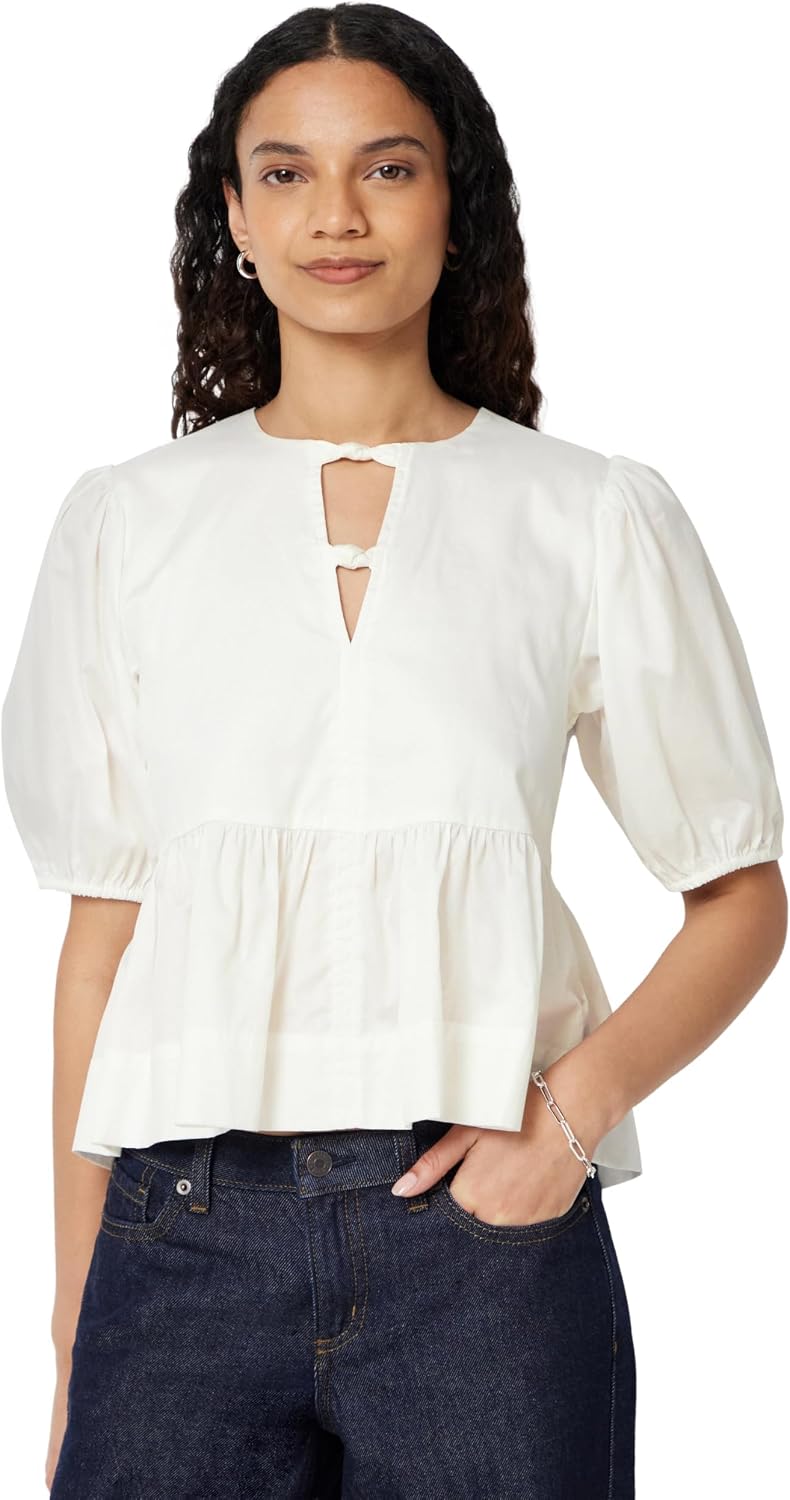 Detalle 2 de Amazon Essentials Women's Cotton Sateen Relaxed-Fit Peplum Blouse