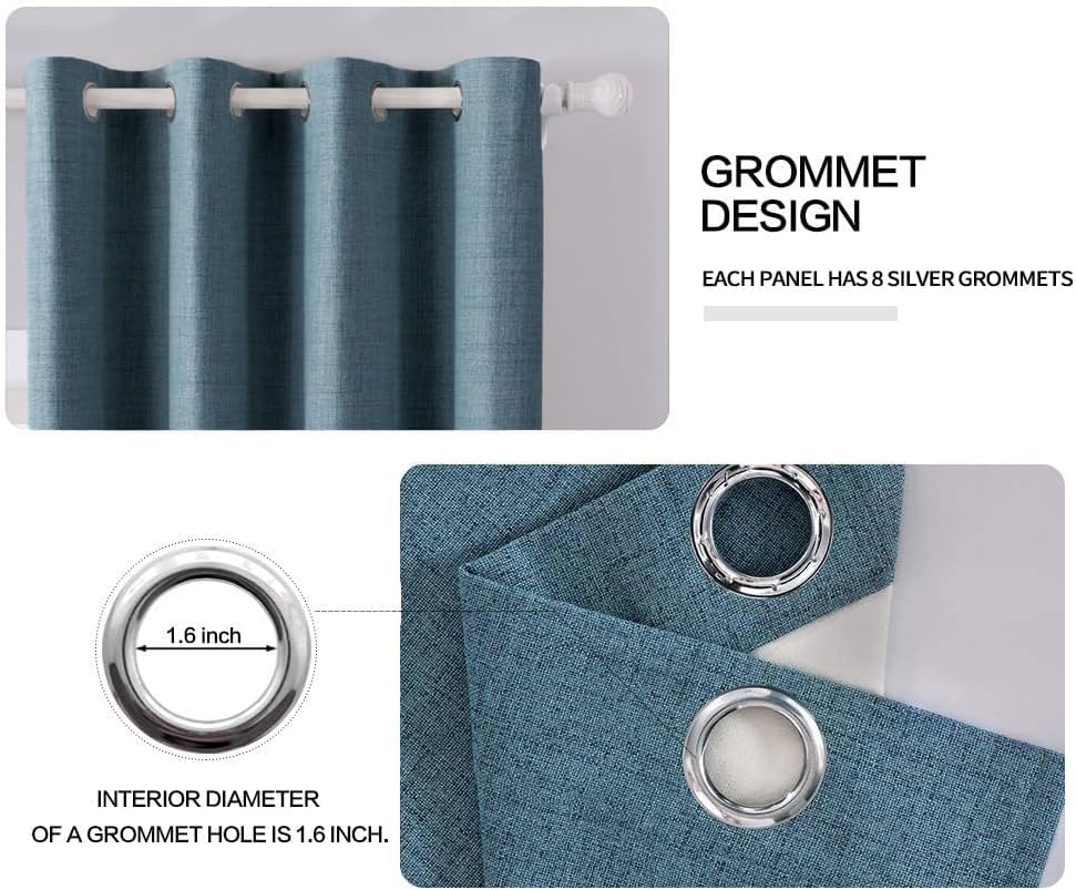 Detalle 2 de MIULEE 2 Blackout Curtains, 52 x 96 Inch, Dusty Blue, Grommet Top