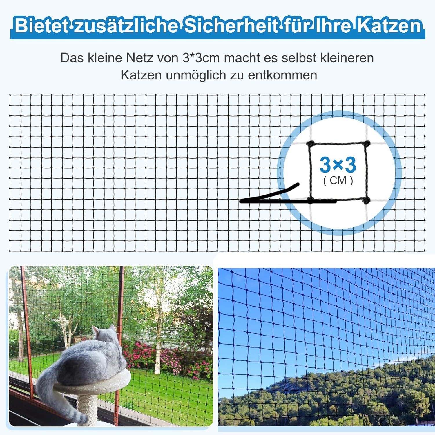 Detalle 2 de Aystkniet katzennetz Balkon 4 x 2 m
