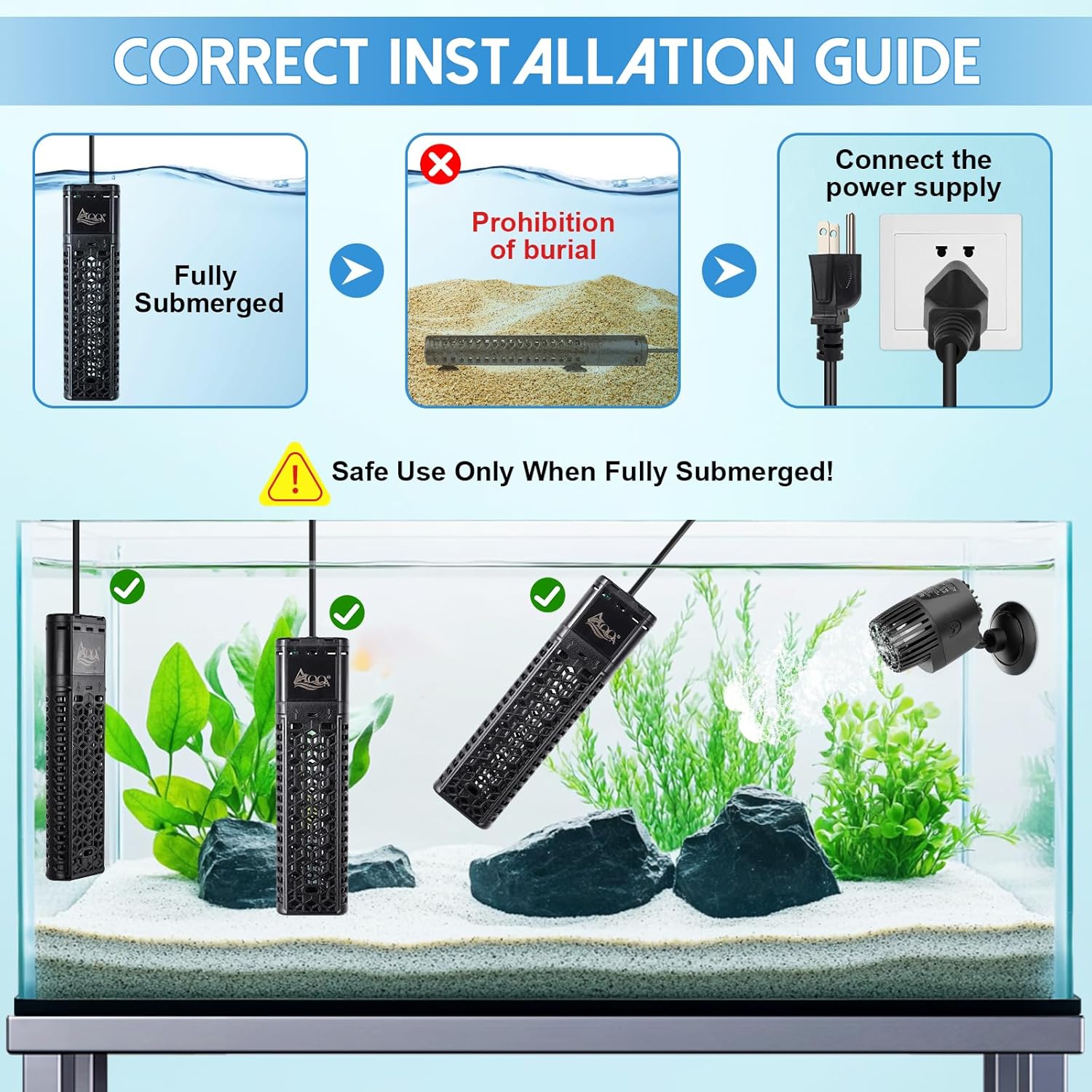 Thumbnail 4 de AQQA 500W Aquarium Heater for 53-80 Gallon