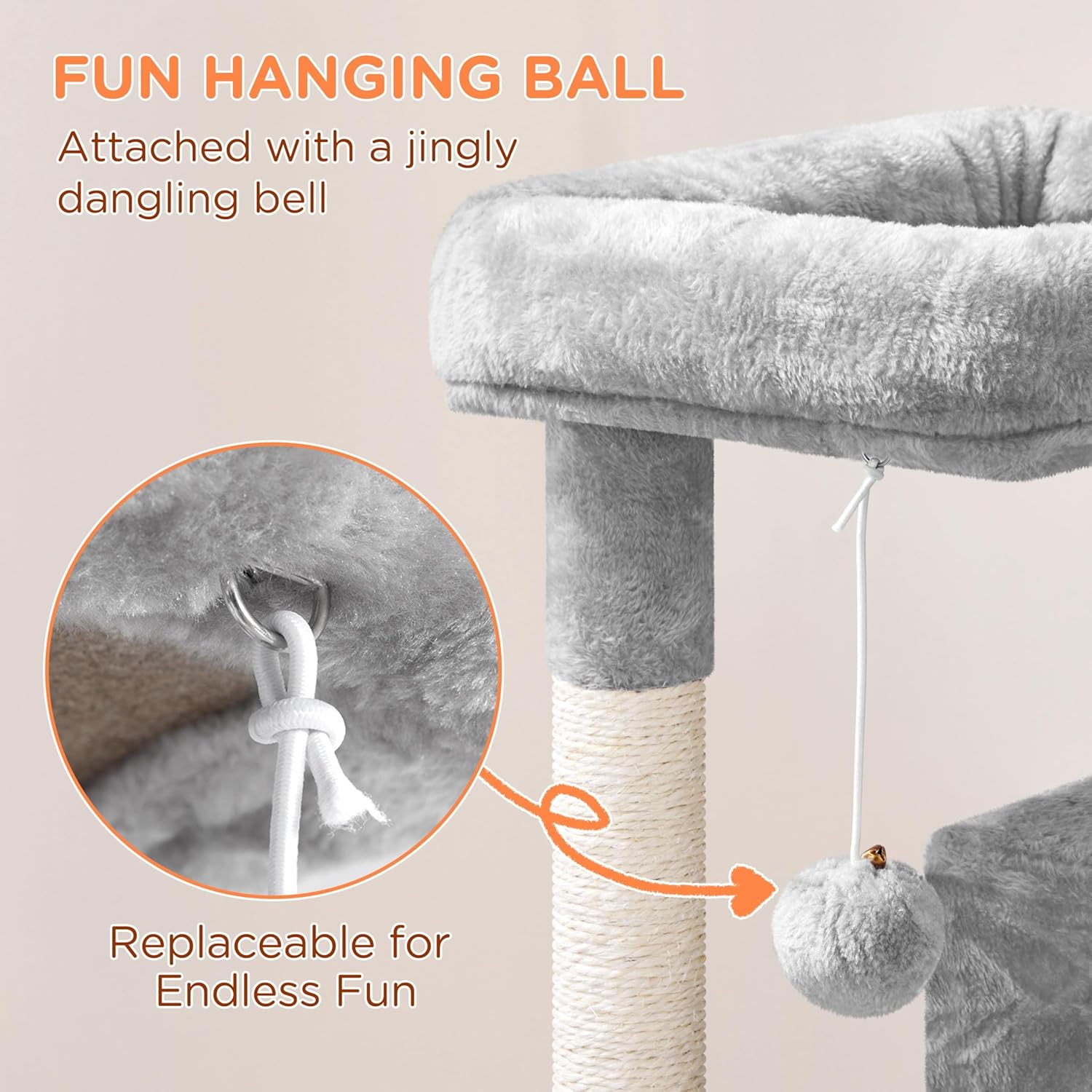 Thumbnail 3 de Yaheetech Cat Tree (92cm) Multilevel Cat Tower with Double Condo, Scratching Posts & Dangling Ball