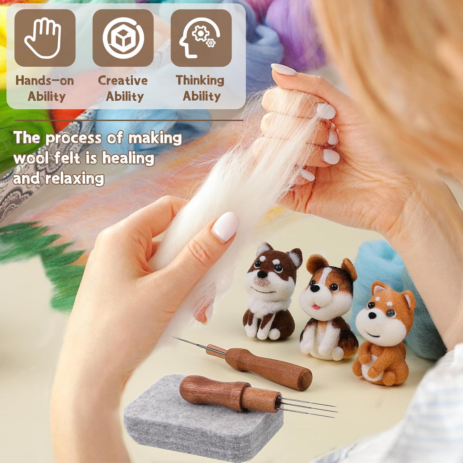 Thumbnail 3 de luokefe 24 Colors Needle Felting Kit: Complete Set for DIY Wool Crafts