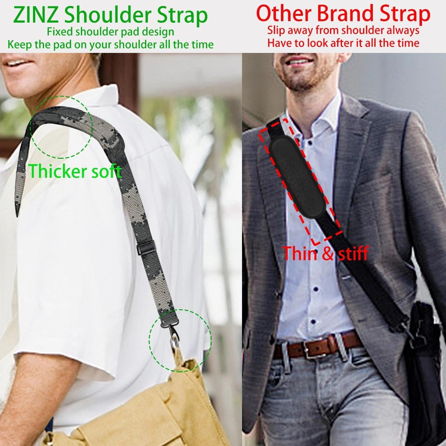 Detalle de ZINZ Shoulder Strap 58" Universal Handbag Strap with Ultra-thick Fixed Padded and Dual Balanced Adjustable Buckles