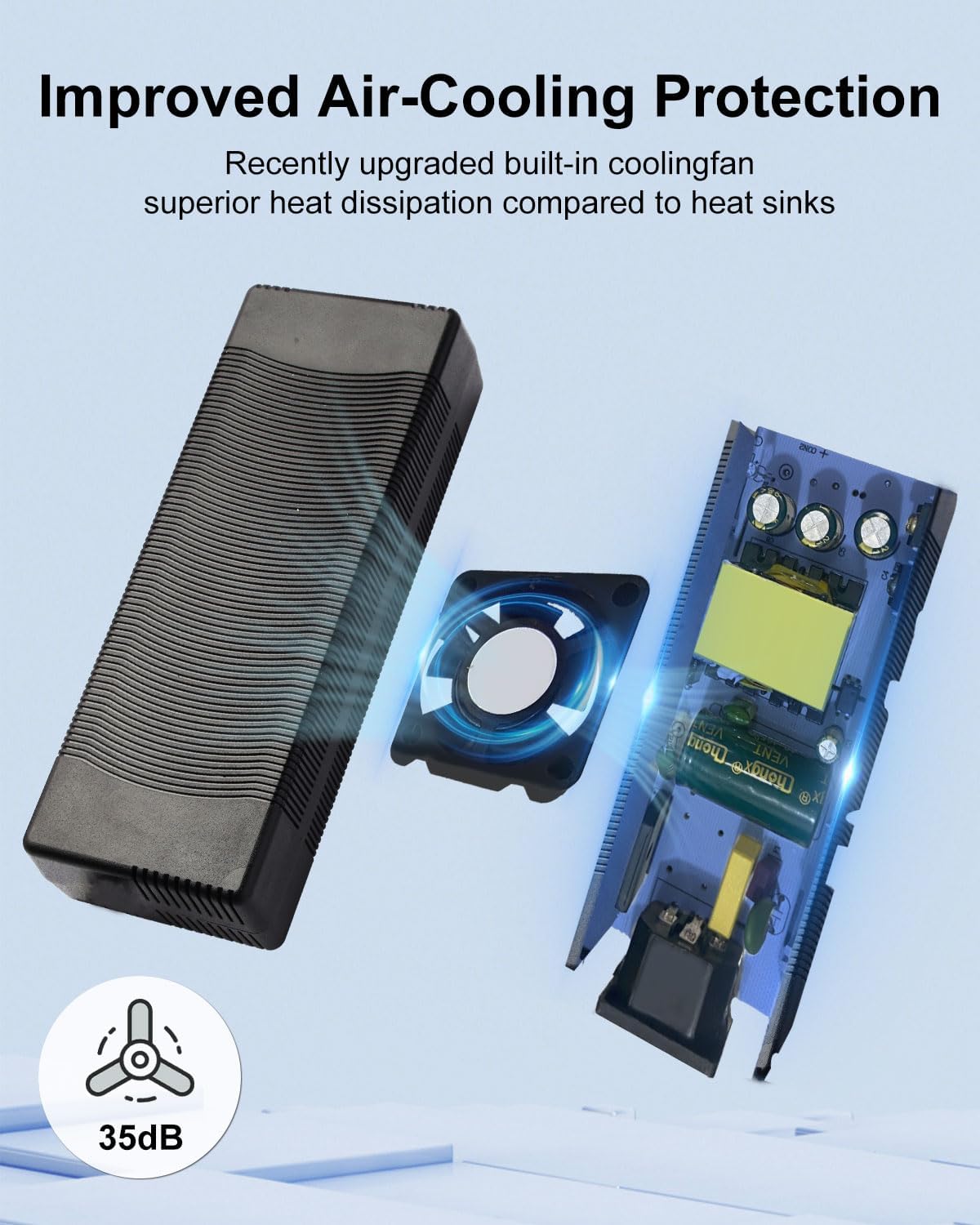 Detalle 2 de Arecwy 12V 15A AC-to-DC Converter, 180W with Cooling Fan