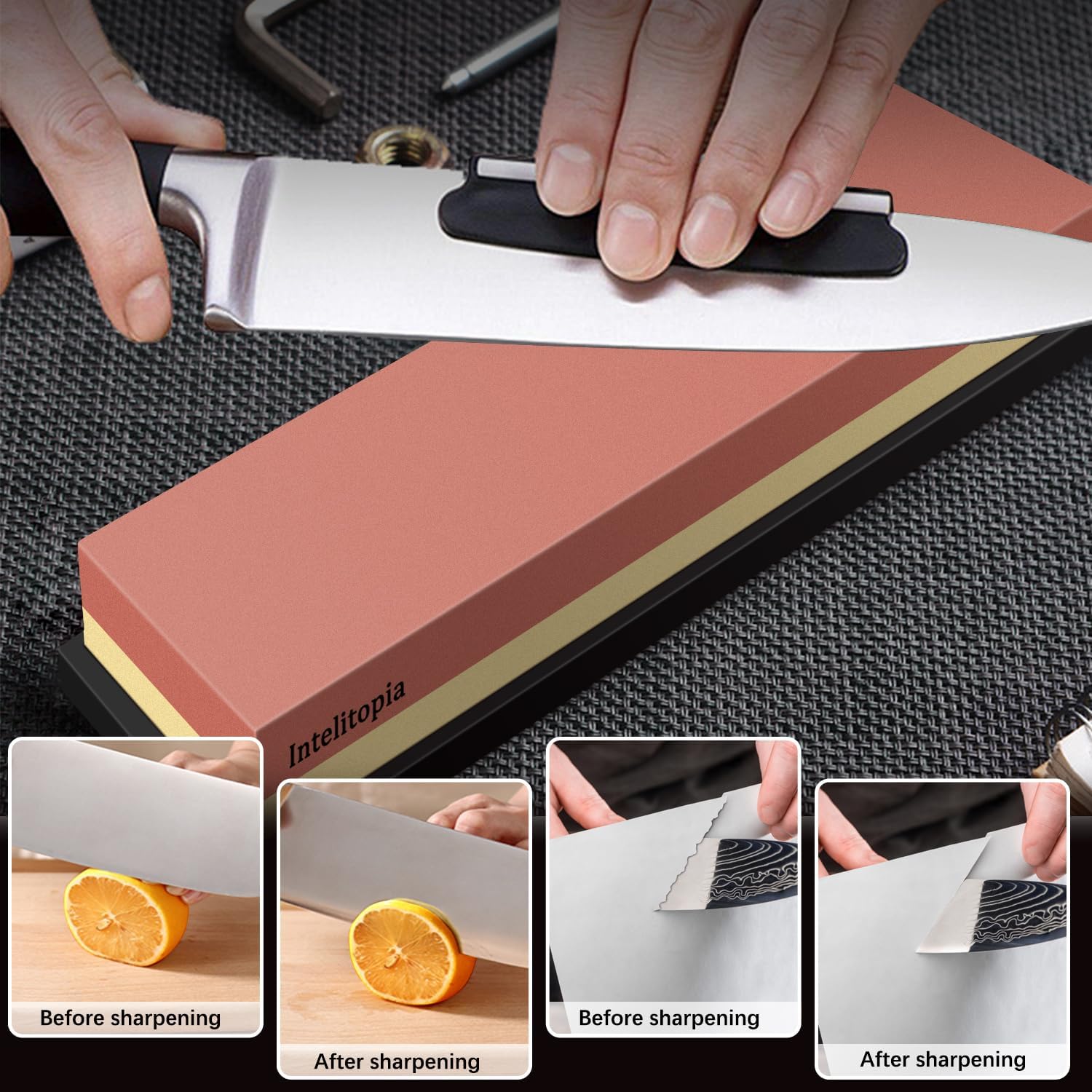 Detalle de Intelitopia MDS00A Knife Sharpening Stone Set, 400/1000 and 3000/8000 Grit