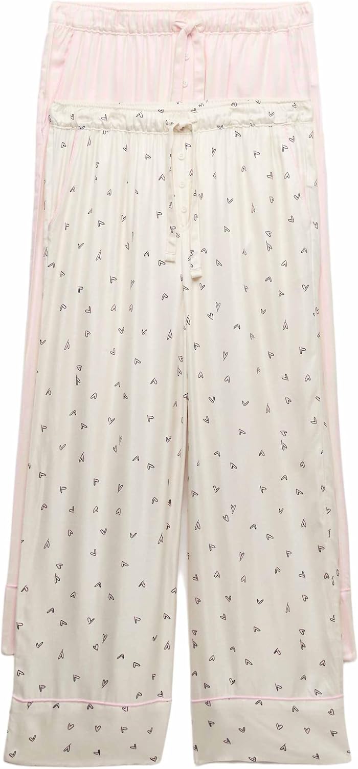 Detalle de Marks & Spencer set van 2 pyjamabroeken in keperstof met wijde pijpen