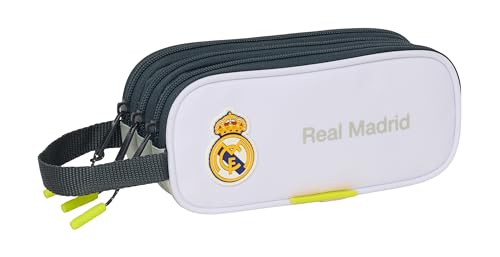 Detalle de Safta Real Madrid EQUIPACIÓN 25/26 – Estuche infantil triple cremallera (21x7x8.5 cm)