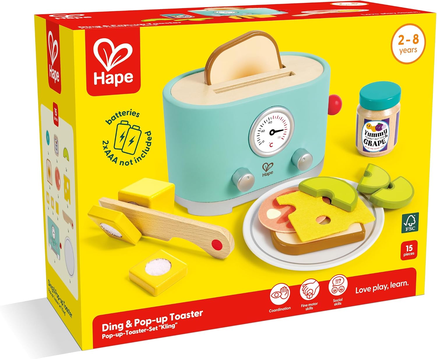 Detalle de Hape(ハペ)E3215 飛び出すトースターセット 木製のおままごと玩具