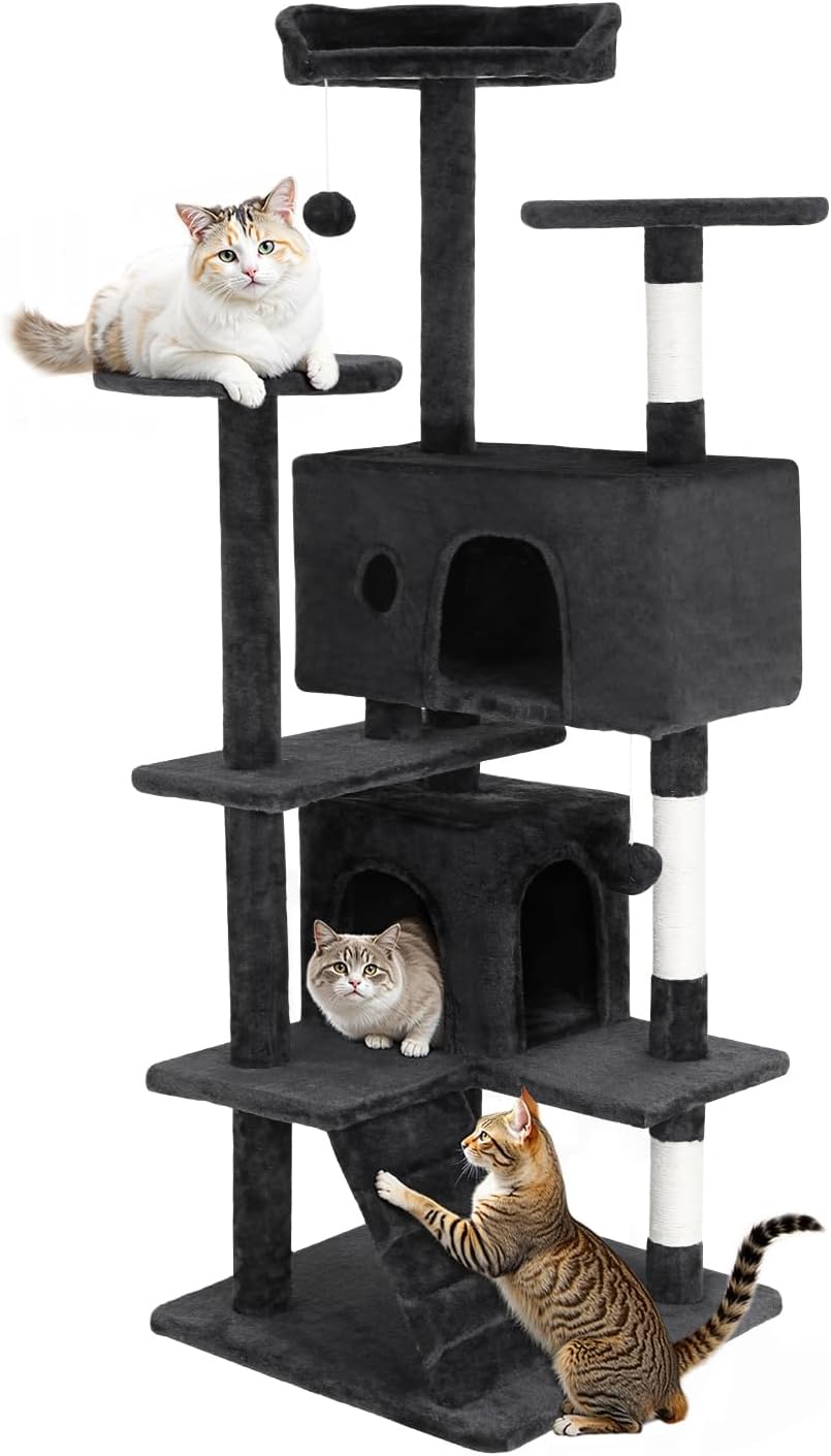 Detalle de FDW Cat Tree 54-Inch Tower with 5 Levels, Sisal Posts and Condos