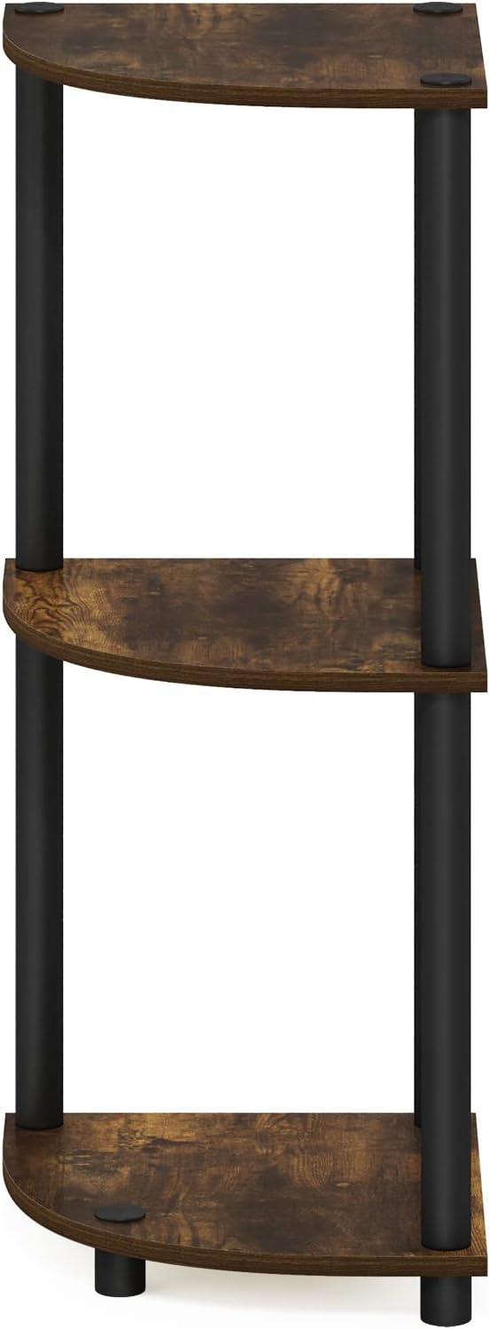 Detalle de Furinno Turn-N-Tube 12077APBK 3段コーナーラック アンバーパイン/ブラック 高さ75.2cm