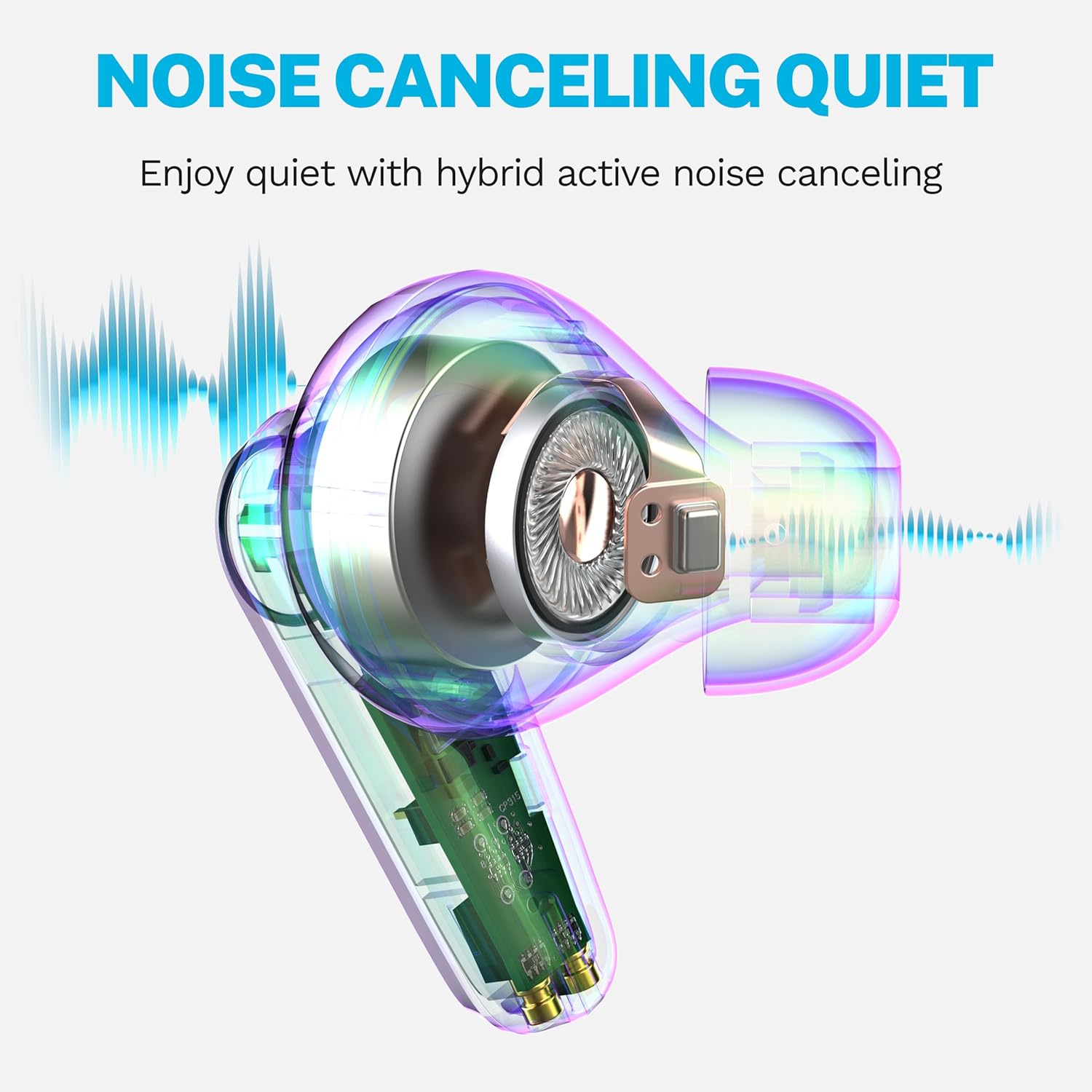 Thumbnail 3 de JLab Go Pods ANC – écouteurs Bluetooth sans fil hybrides à réduction de bruit, jusqu’à 26 h d’autonomie, IP55, blanc Nuage