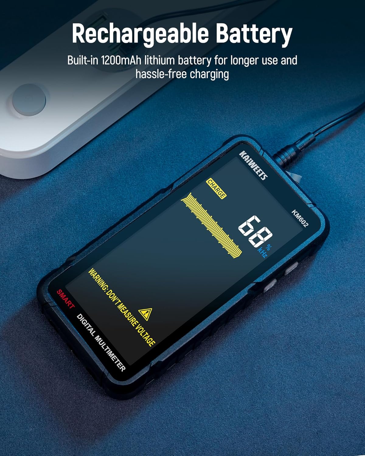 Detalle de KAIWEETS KM602 Smart Digital Multimeter (4.7-inch) rechargeable tester with 6000 counts and T-RMS