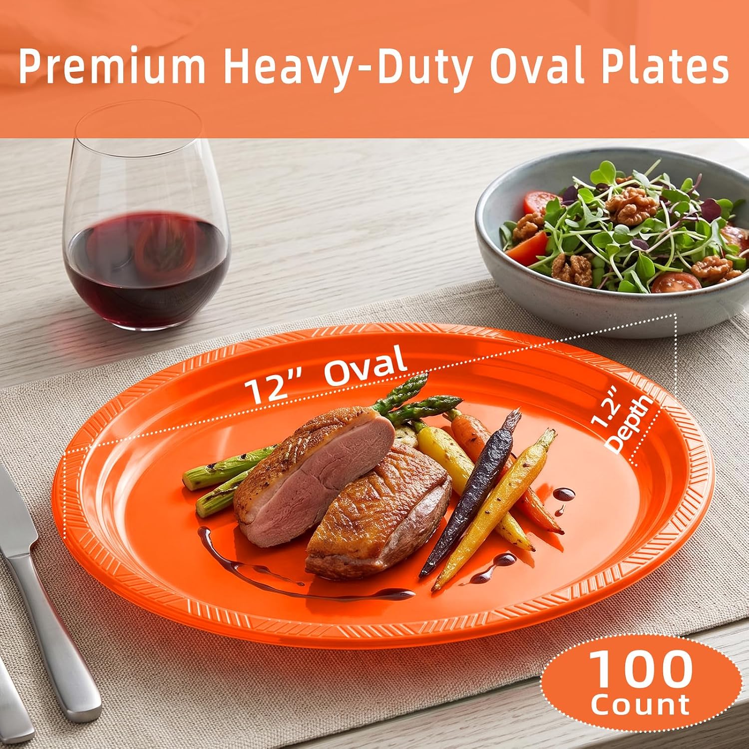 Thumbnail 1 de Orange Plastic Plates 10 x 12 Inch