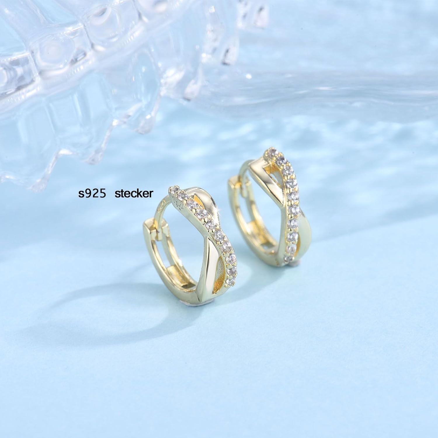 Thumbnail 6 de CERSLIMO Infinity Creolen mit Unendlichkeitszeichen, Silber 925 vergoldet, 12 mm, AAA Zirkonia