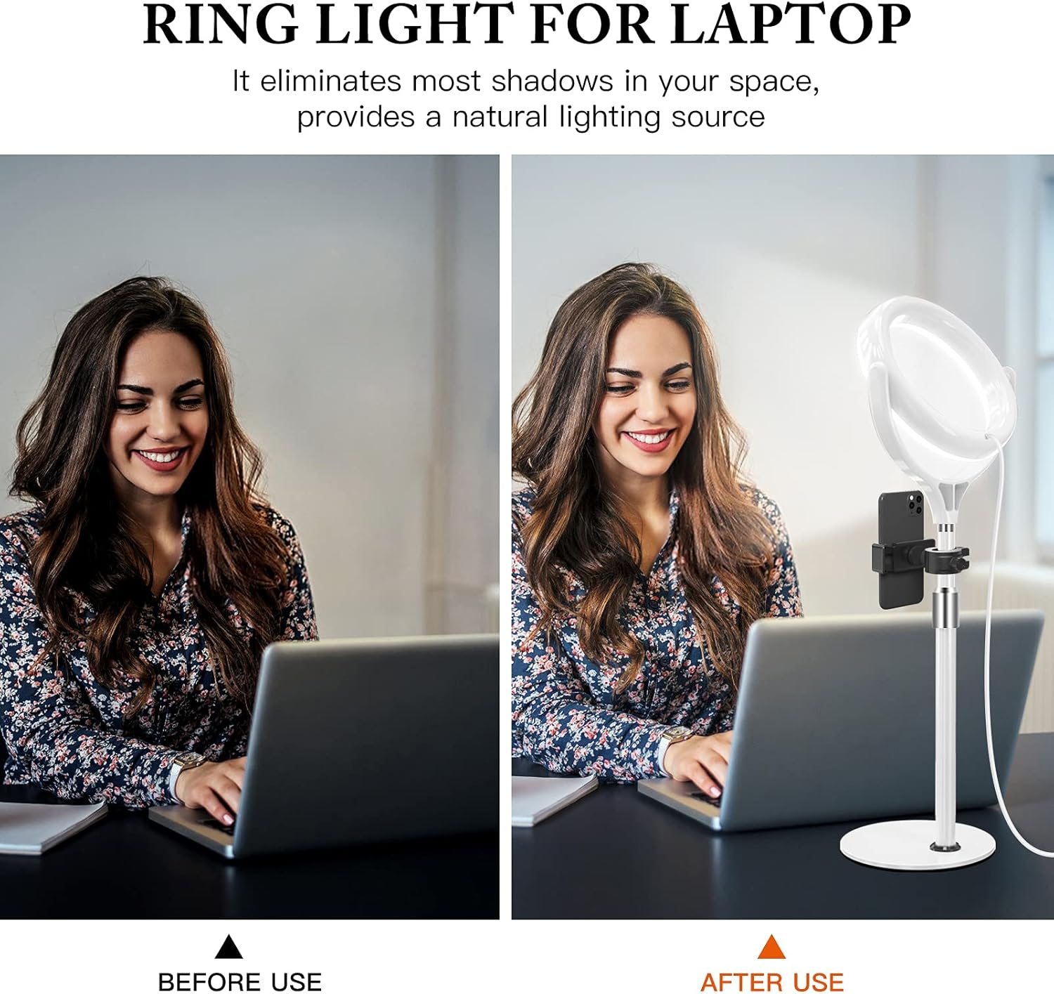 Detalle 2 de 8 inch Desk Ring Light with Stand 18–24 in