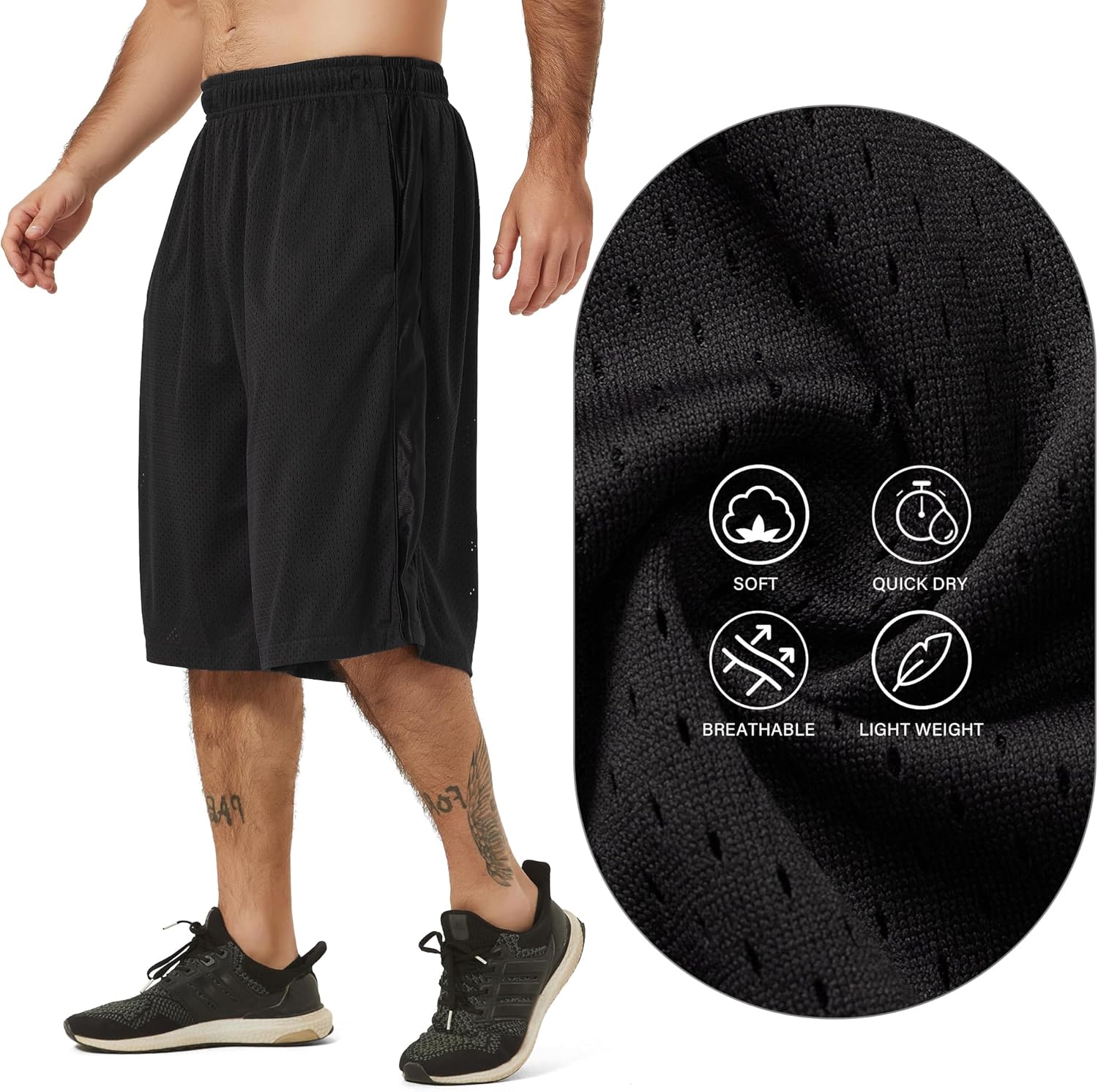 Thumbnail 4 de HQUEC Men's 12" Athletic Shorts: Lightweight, Loose-Fit Basketball Shorts with Pockets