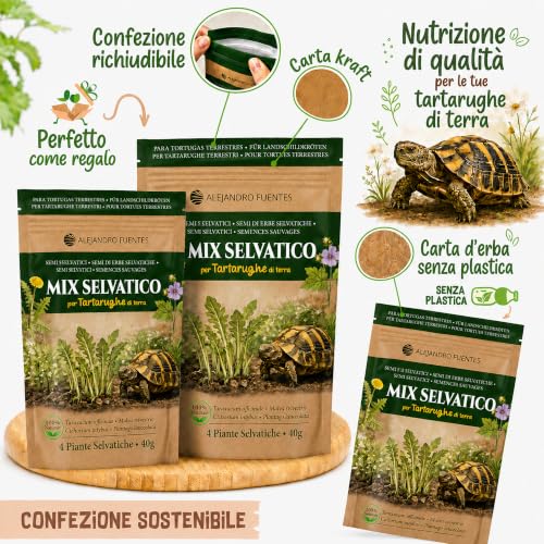 Detalle 2 de AF® Mix Semi per Tartarughe di Terra – Formulazione Lenta 40g | Tarassaco, Malva, Piantaggine | Erbe Selvatiche per Testudo Hermanni e Graeca