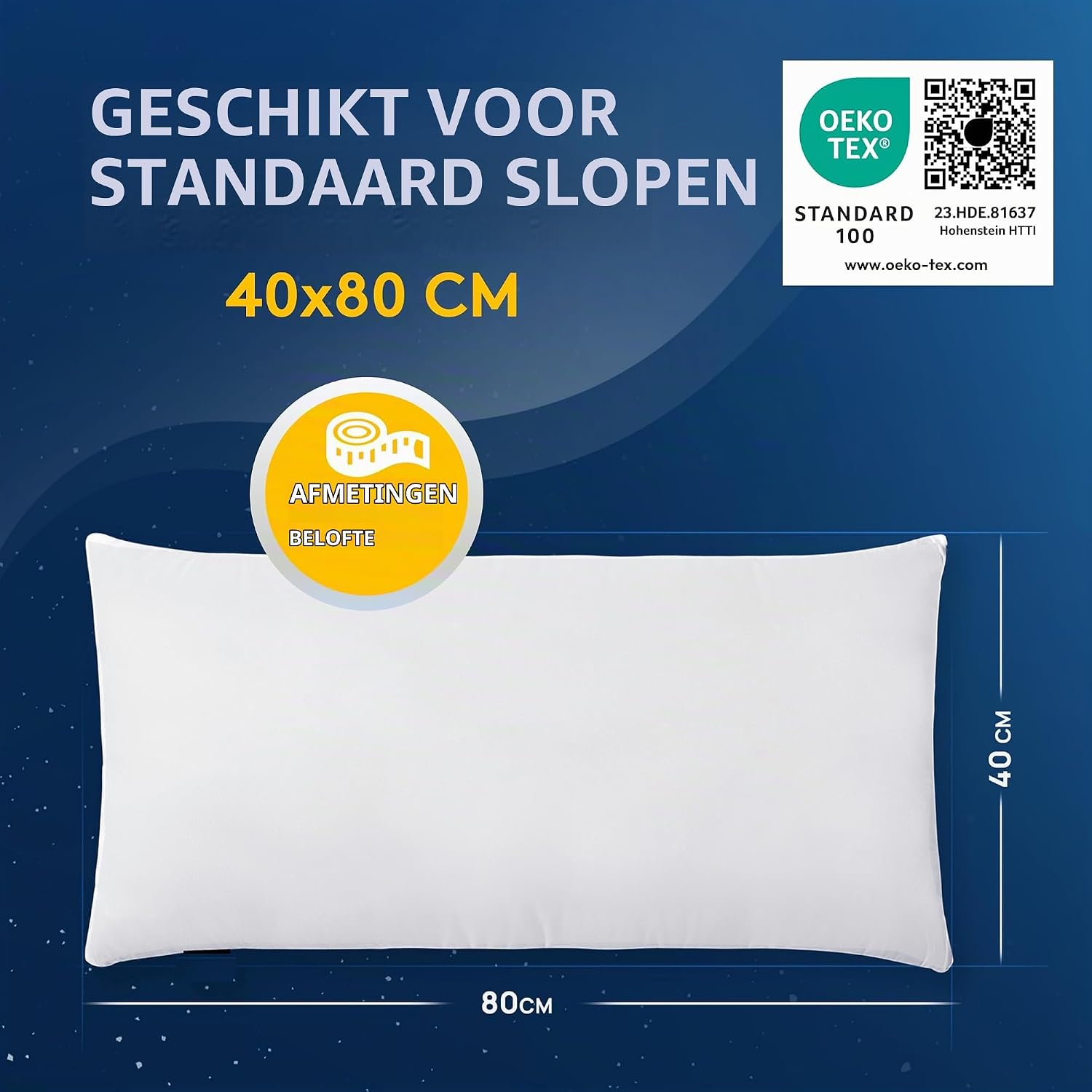 Detalle 1 de LILENO HOME set van 2 kussenvullingen 40 x 80 cm, polyester, wasbaar op 40 °C