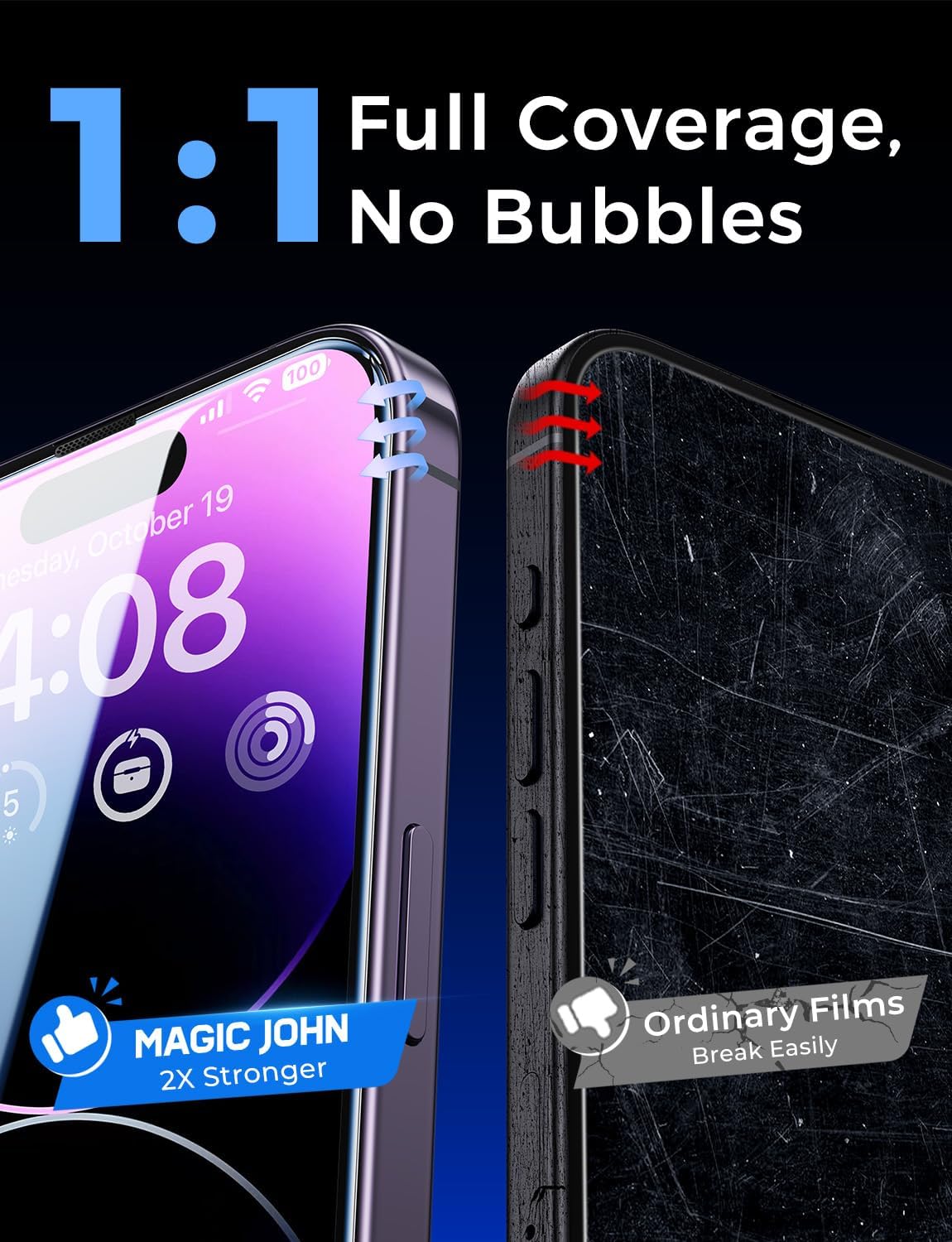 Thumbnail 6 de MAGIC JOHN 2 Pack Tempered Glass Screen Protector for iPhone 14 Pro Max