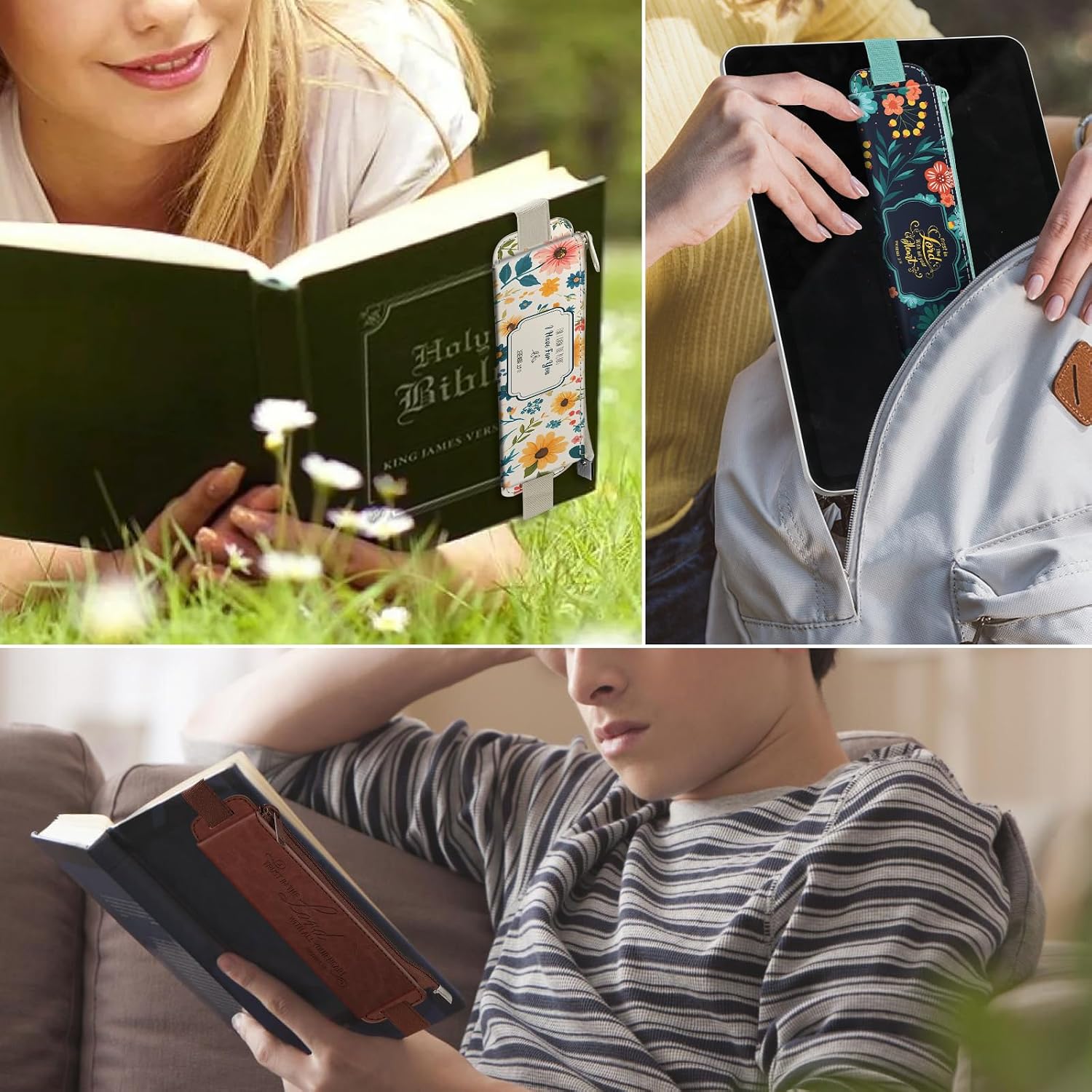 Thumbnail 6 de Generisch 2er-Set Federmäppchen aus PU mit Elastikband – Stiftschlitz für Notizbuch/Tagebuch/Tablet