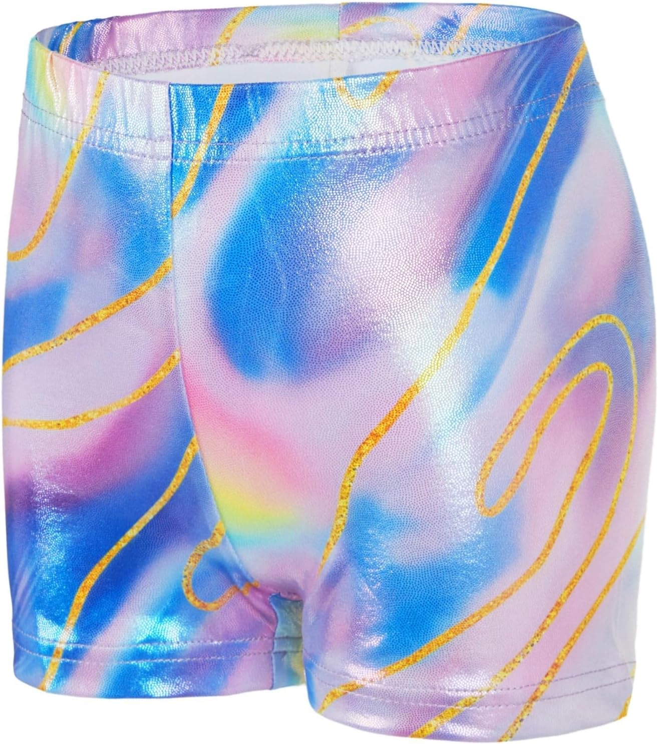 Thumbnail 5 de Girls’ three-piece gymnastics leotard set with sparkling gradient design (leotard, shorts & hairband)