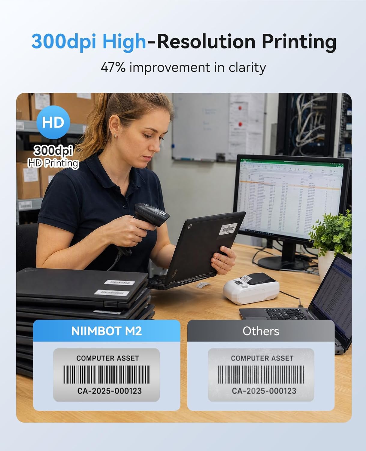 Detalle 2 de NIIMBOT M2-WHITE Thermal Transfer Label Maker, 300 DPI, Bluetooth and USB