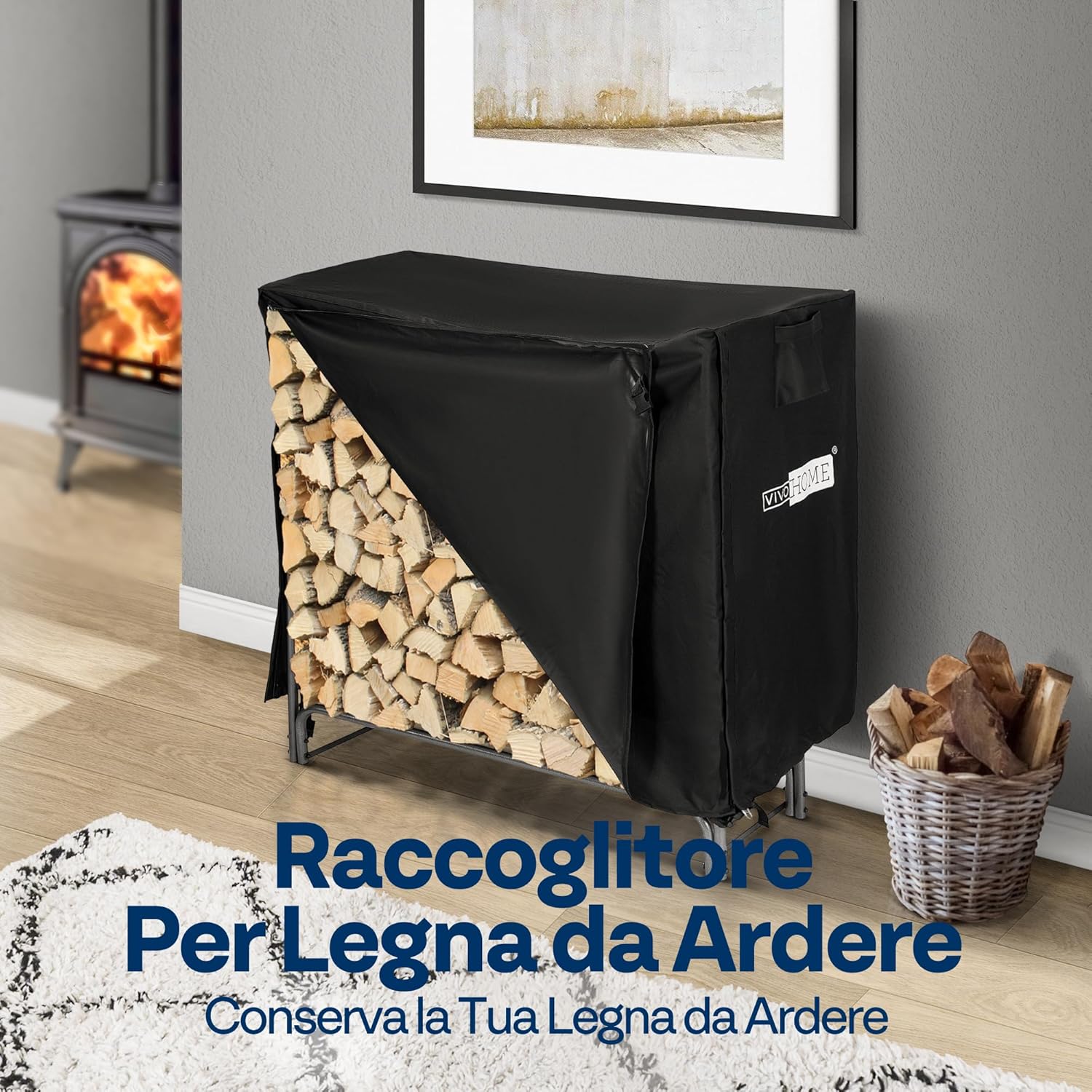 Detalle 2 de VIVOHOME Portalegna da esterno 122×35×122 cm in metallo 🌲