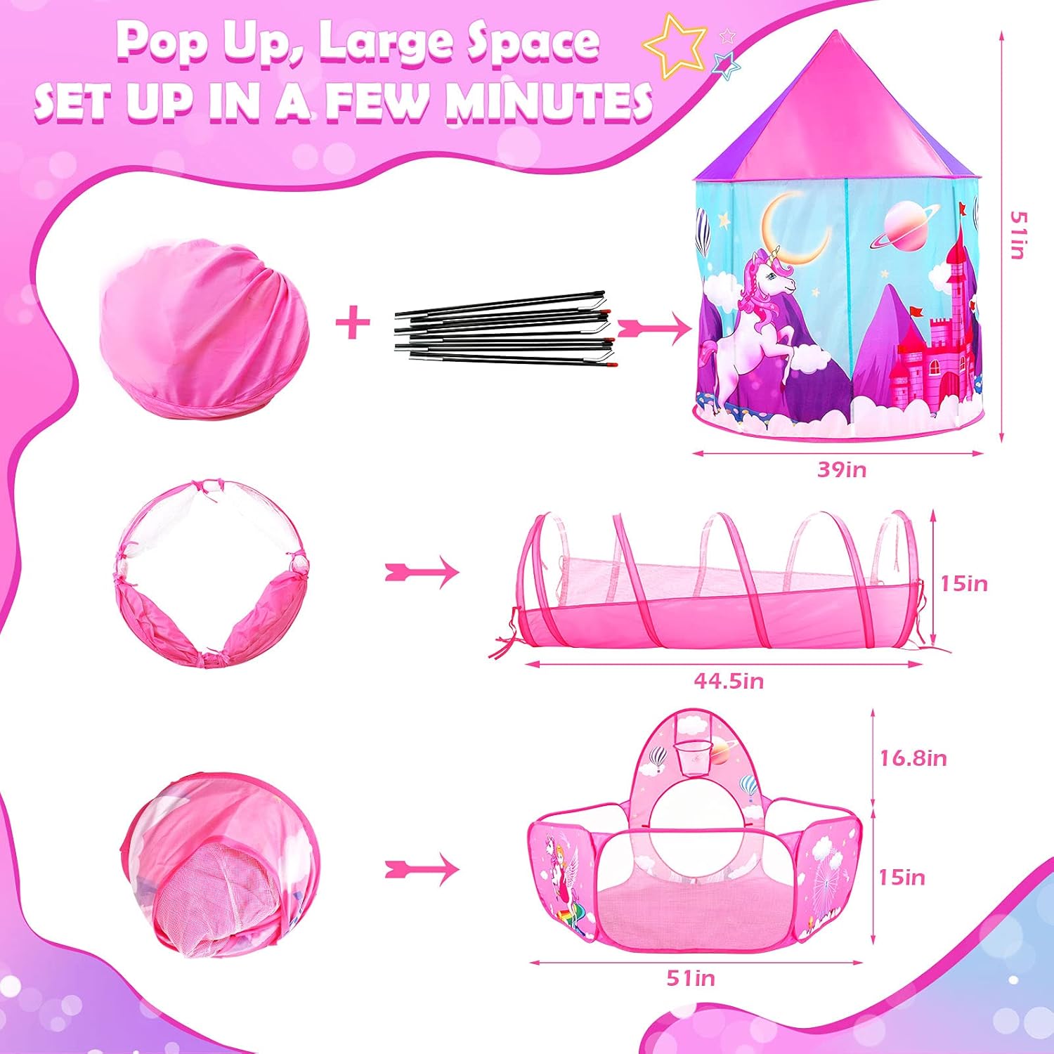 Detalle de PigPigPen 3pc Unicorn Play Tent 🎪