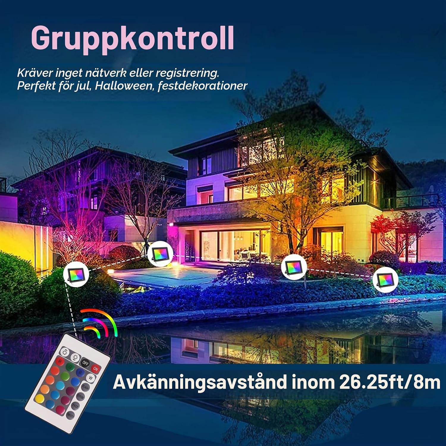 Detalle 2 de Fosingut Eclairage de Sécurité LED RGB-strålkastare, 100 W, 6-pack med fjärrkontroll